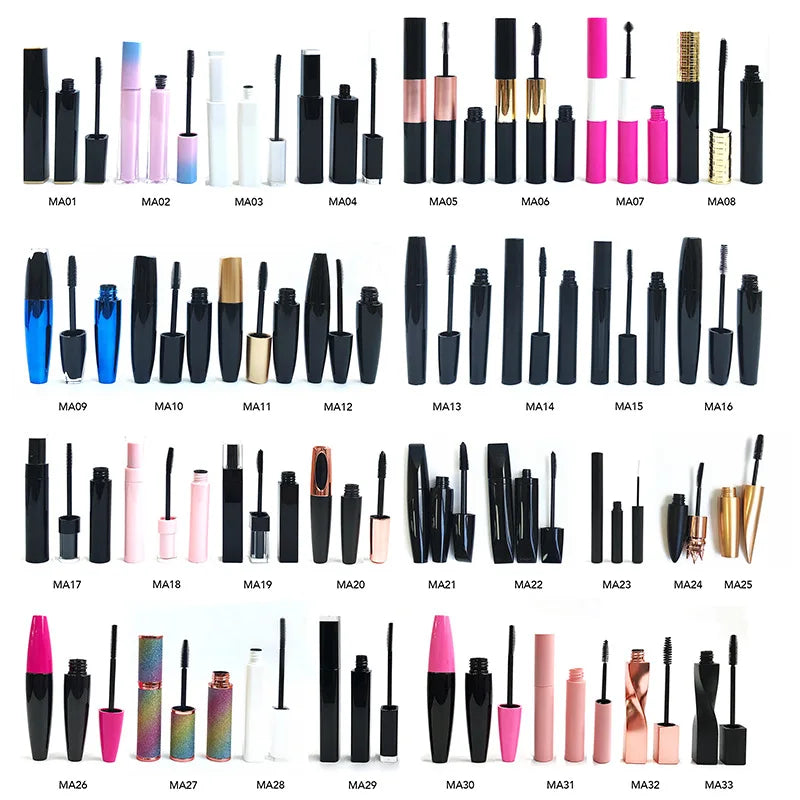 Eyelash Fiber Metal Luxury square Plastic Mascara Empty Tube Volume Vegan Waterproof Private Label 4d Mascaras Superheroes Wands