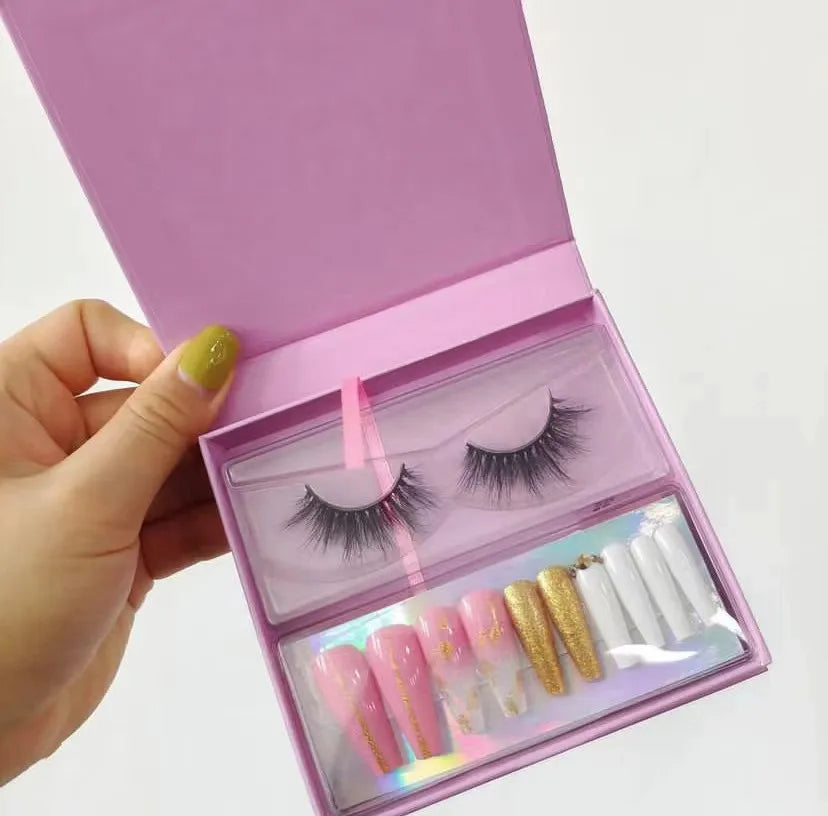 3d Mink Vegan Eyelash Tweezer Faux Mink Synthetic False Lashes Fake Press on Nails Eyeliner Glue Pen Cosmetic Kit