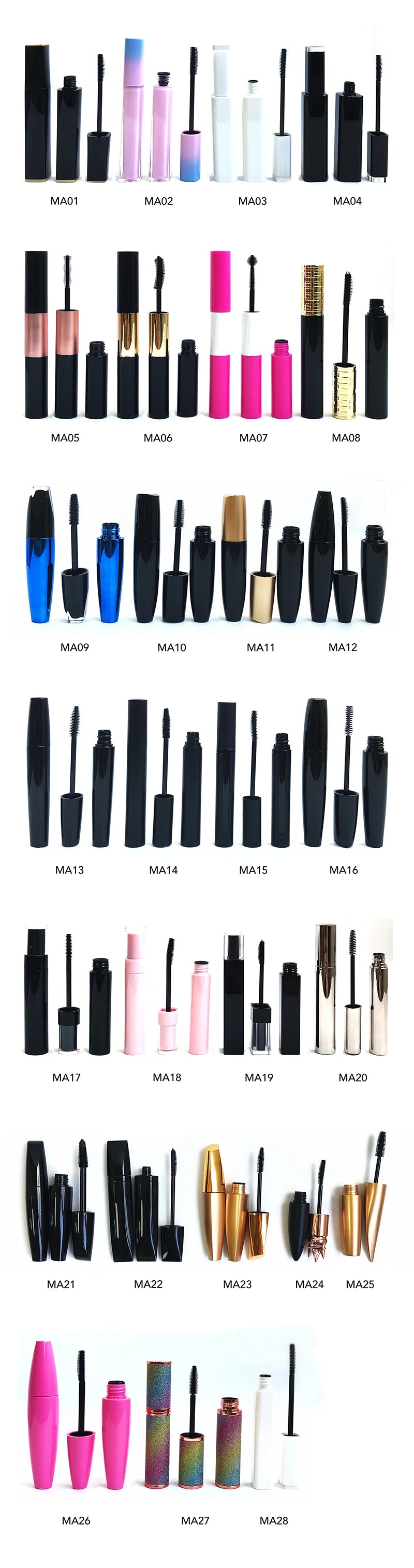Eyelash Fiber Metal Luxury square Plastic Mascara Empty Tube Volume Vegan Waterproof Private Label 4d Mascaras Superheroes Wands